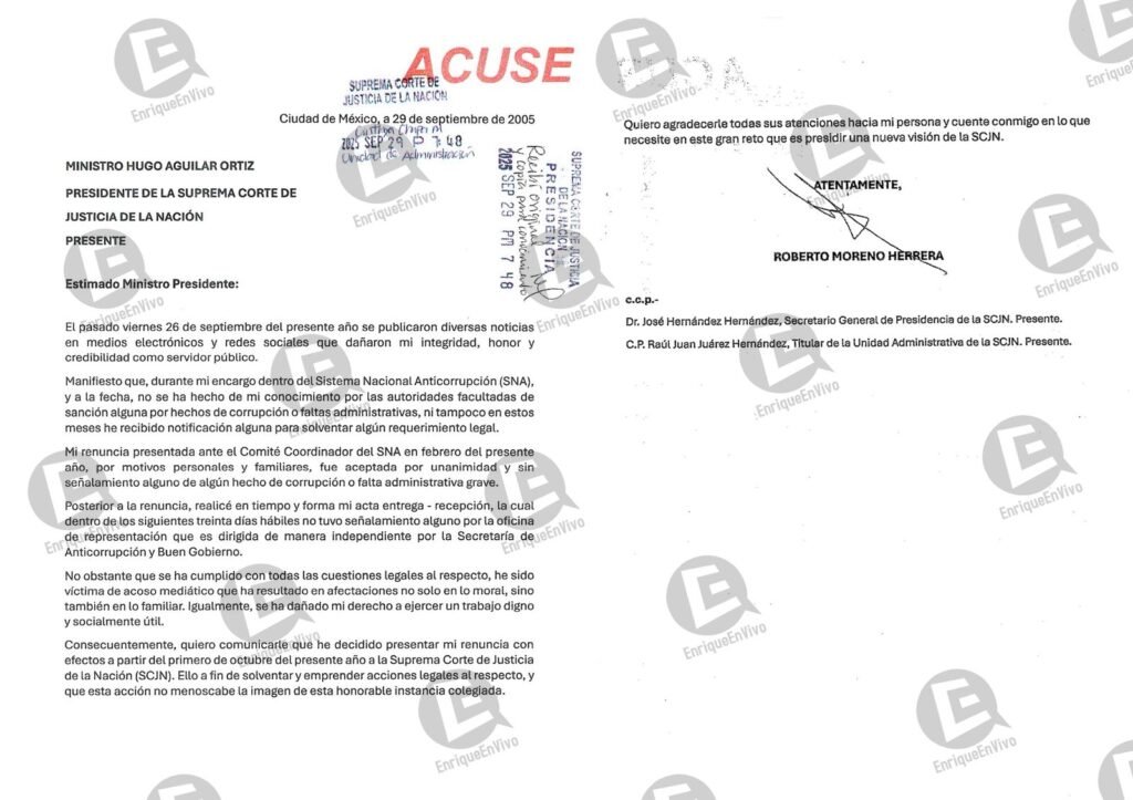 Carta Roberto a SCJN
